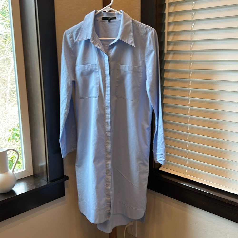 Blue cotton shirt dress